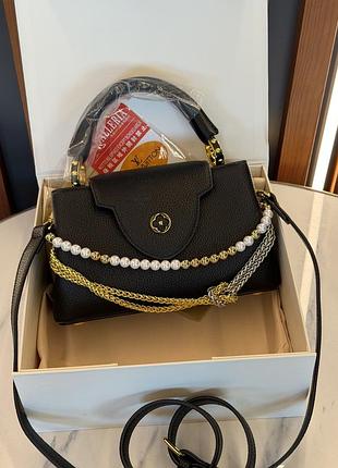 Сумка louis vuitton capucines east-west mini premium черный с жемчугом