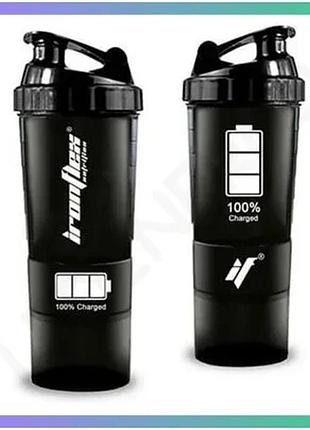 Шейкер ironflex spider bottle 500 мл черный для протеиновых коктейлей и смешивания напитков sku_fitsh_cn3275
