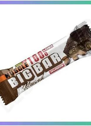 Батончик power pro muscle big bar 30% protein 100г мигдаль протеїновий перекус для дорослих енергетичн sku_fitsh_cn17416