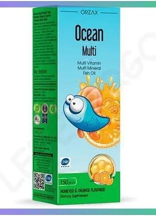 Жидкие витамины и минералы для детей orzax ocean multi syrup мед-апельсин с рыбьим жиром для роста и з sku_fitsh_cn16302-1