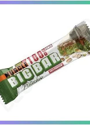 Батончик power pro muscle big bar 30% protein 100 г фісташка протеїновий батончик для дорослих енергет sku_fitsh_cn17415