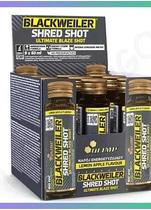 Передтренувальний комплекс olimp blackweiler shred shot 9*60 мл лимон-яблуко для енергії та витривалос sku_fitsh_cn15598-1