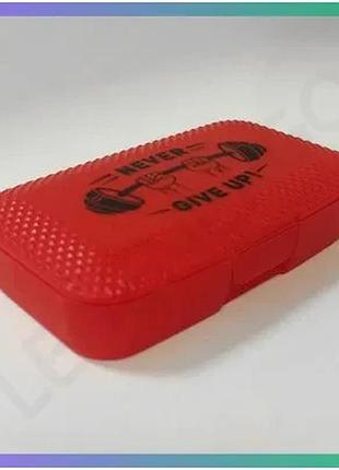 Таблетница no brand never give up с 7 отсеками красная для витаминов и добавок на 7 дней sku_fitsh_cn14934