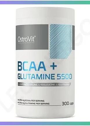 Амінокислота bcaa ostrovit bcaa + glutamine 300 капсул для набору м'язової маси та відновлення витрива sku_fitsh_cn7756