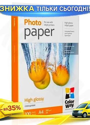 Ku фотопапір colorway глянсовий universal fit a4 200 г/м2 100 арк для фотографій друкований папір для uni2l_k