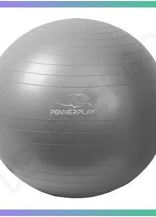 М'яч для фітнесу power play 4001 65 см сірий з насосом фітбол для тренувань та реабілітації sku_fitsh_cn10649