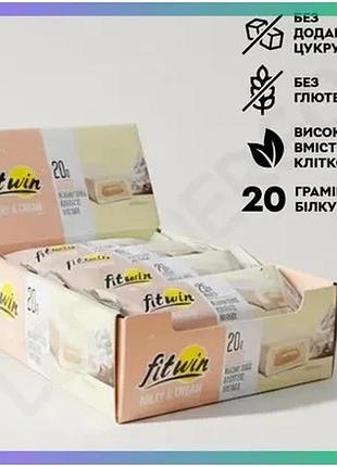 Протеиновый батончик fitwin protein bar 33% 12x60 г молочно-сливочный с начинкой для спорта и питания sku_fitsh_cn14859-6