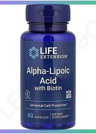 Натуральна добавка life extension alpha-lipoic acid з біотином 60 капсул для підтримки метаболізму та sku_fitsh_cn17287