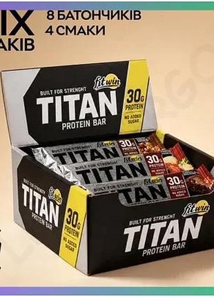 Протеиновый батончик fitwin titan bar mix 8*85 грамм без сахара для перекуса активных людей sku_fitsh_cn20545-1