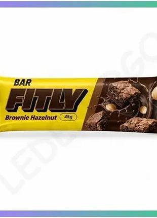 Углеводный батончик fitly bar 45 грамм без добавленного сахара брауни-фундук для перекуса снек sku_fitsh_cn20238-1