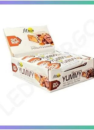 Протеиновый батончик fitwin yummy bar 36% без добавленного сахара 12*55 г шоколад-карамель для перекус sku_fitsh_cn17084-1