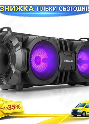 Ku портативна колонка bluetooth universal fit real-el 2.0 2 x 14 вт акумуляторна чорна для музики і ві uni2l_k