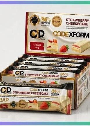 Протеиновый батончик codexform protein bar 12*50 г клубничный чизкейк для перекуса и спортивного питан sku_fitsh_cn20547-5