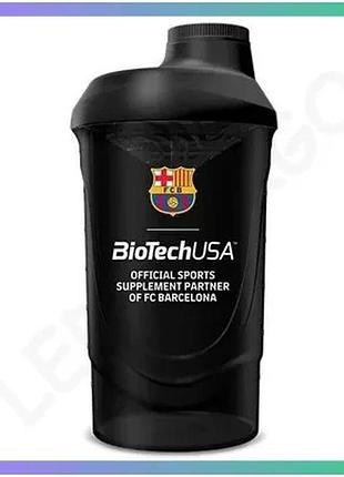 Шейкер biotech fc barcelona 600 мл чорний для приготування протеїнових напоїв та коктейлів sku_fitsh_cn20441-2