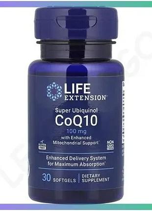 Коензим q10 life extension super ubiquinol coq10 100 мг 30 капсул для енергії та серцево-судинної сист sku_fitsh_cn17100