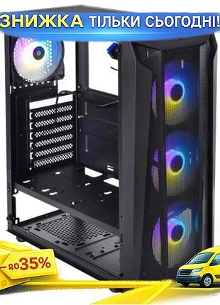 Ku корпус qube borey universal fit black midi tower atx mini itx чорний для пк з rgb підсвічуванням ве uni2l_k