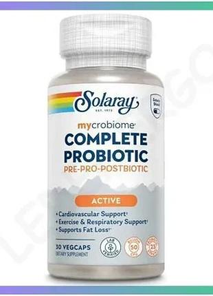Комплексний пробіотик solaray mycrobiome complete probiotic active 30 вегакапсул для травлення та мікр sku_fitsh_cn20486-1