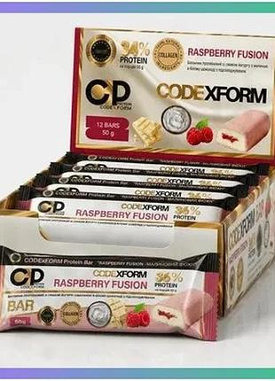 Протеиновый батончик codexform protein bar 12 шт 50 г малина для перекуса без сахара батончик sku_fitsh_cn20547-6