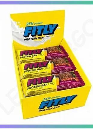 Протеиновые батончики fitly protein bar 25% без добавленного сахара 12 штук по 45 грамм шоколад-вишня sku_fitsh_cn20237-1