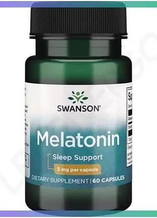 Натуральна добавка swanson melatonin 3 мг 60 капсул для поліпшення сну та нервової системи sku_fitsh_cn7257
