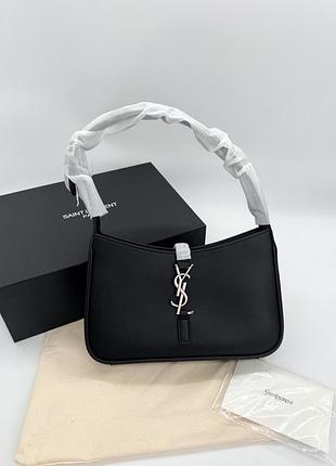 Saint laurent le 5 а 7 hobo bag black / silver 25x14x6