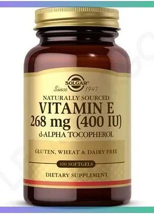 Вітамін е solgar 268 мг 400 iu d-alpha tocopherol 100 капсул для імунної системи антиоксидант sku_fitsh_cn12413
