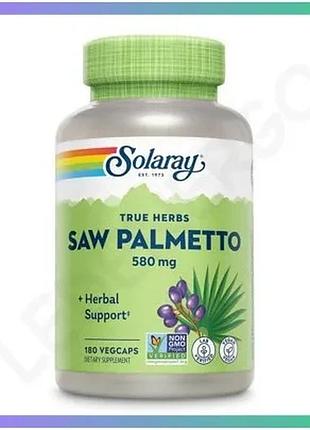 Ягоди пальми сереноа solaray saw palmetto 580 mg 180 вегакапсул для чоловіків і жінок для здоров'я вол sku_fitsh_cn20559-1
