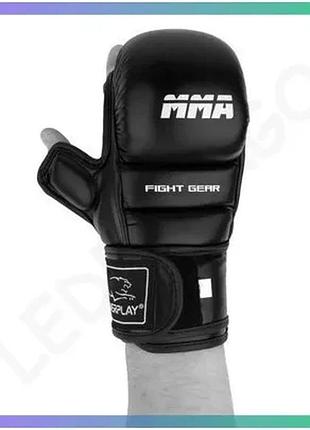 Рукавиці для mma power play 3026 чорні s для тренувань з відкритою ладоню еластичні захисні перчатки sku_fitsh_cn11057-2