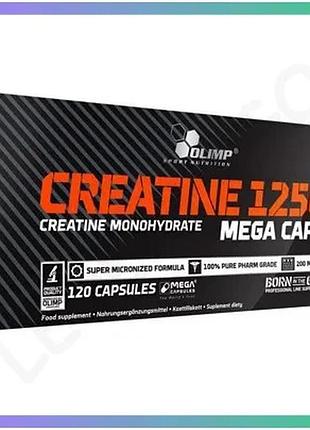Креатин olimp sport nutrition creatine 1250 mega caps 120 капсул для набору м'язової маси та витривало sku_fitsh_cn302