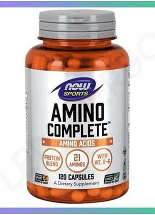 Аминокислота now amino complete 120 капсул комплекс для роста мышечной массы и восстановления энергии sku_fitsh_cn1210