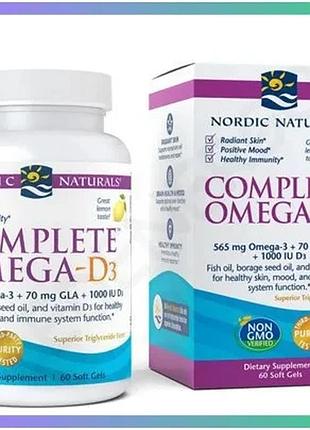 Жирные кислоты nordic naturals complete omega-d3 60 капсул для иммунной системы и общего оздоровления sku_fitsh_cn6915