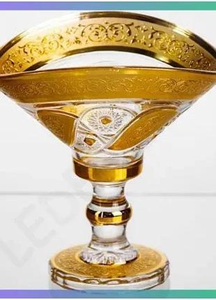 Стеклянная сахарница bogema gold 15 см для конфет и десертов в классическом стиле sku_hp-34-134