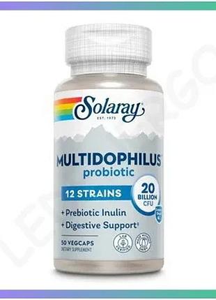 Пробиотики solaray multidophilus 12 20 миллиардов 50 вегакапсул для иммунной системы и пищеварения sku_fitsh_cn10352