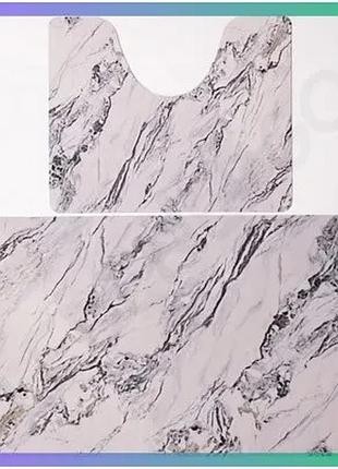 Набор диатомитовых ковриков для ванной и туалета 50х80 40х50 см white marble влагопоглощающие коврики sku_hp-42-181