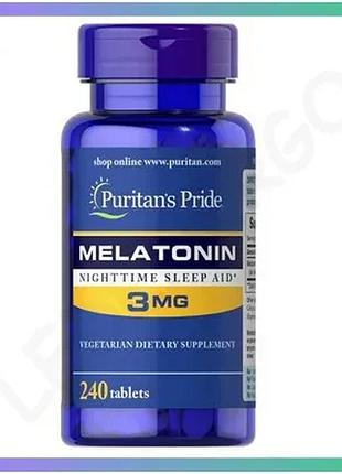 Натуральна добавка puritan's pride мелатонін 3 мг 240 таблеток для покращення сну без головного болю sku_fitsh_cn12965