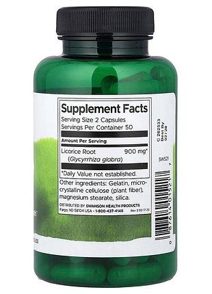 Корень солодки swanson licorice root 450 mg 100 капсул для пищеварения и иммунной системы растительная sku_fitsh_cn20228-1 2
