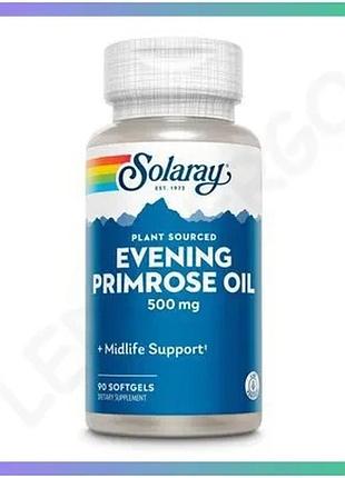 Олія примули вечірньої solaray evening primrose 500 mg 90 вегакапсул для шкіри та волосся sku_fitsh_cn20523-1