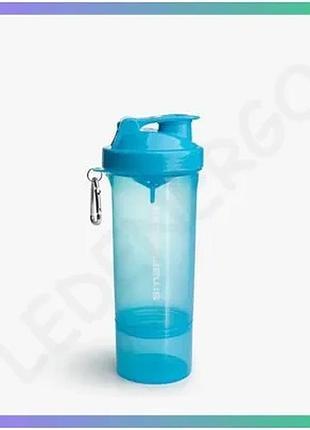 Шейкер smart shake slim 500 мл блакитний спортивний шейкер для коктейлів з контейнером і сіткою sku_fitsh_cn10627