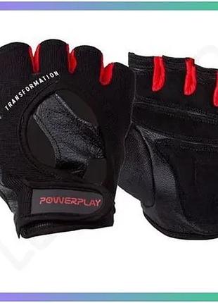 Перчатки для фитнеса power play pp-2222 черные l мужские для тренажерного зала рукавички с липучкой sku_fitsh_cn15377-2