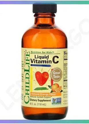 Витамины childlife vitamin c liquid 118,5 мл апельсин для детей поддержка иммунной системы антиоксидан sku_fitsh_cn6131