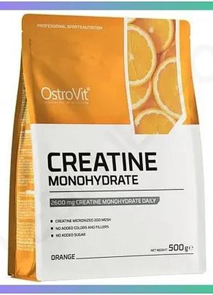 Креатин ostrovit creatine monohydrate 500 грамів апельсин для набору м'язової маси та витривалості пор sku_fitsh_cn1375-2