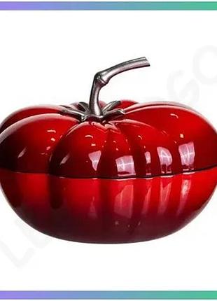 Чавунна емальована каструля iron tomato 2,5 л червона для тушкування запікання сервірування посуд sku_hp-flg-20 red