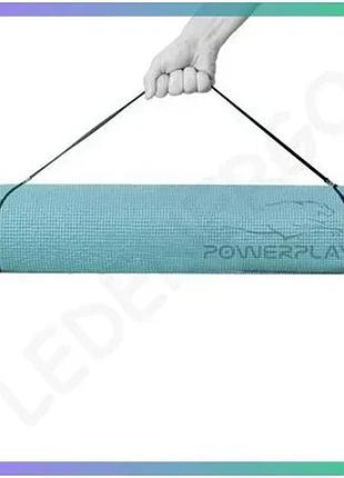 Коврик для йоги и фитнеса power play 4010 173х61х0,6 см зеленый нескользящий для занятий спортом и пил sku_fitsh_cn10355