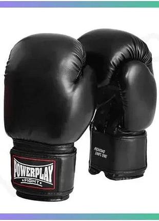 Боксерские перчатки power play 16 унций pp 3004 черные для тренировок и спаррингов из искусственной ко sku_fitsh_cn11063-4