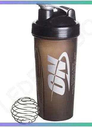 Шейкер optimum nutrition 700 мл черный с пружинкой для приготовления напитков шейкер для коктейлей sku_fitsh_cn606