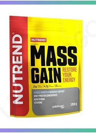 Гейнер nutrend mass gain 1 кг ваніль для набору м'язової маси високовуглеводний концентрат для відновл sku_fitsh_cn8592-2