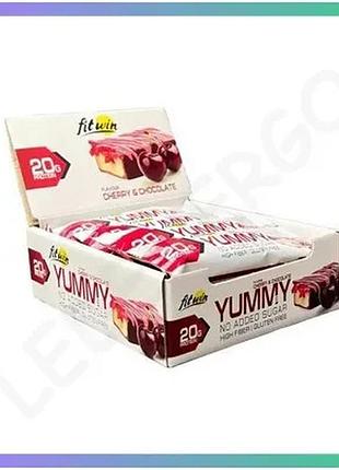 Протеиновый батончик fitwin yummy bar 36% без добавленного сахара 12*55 г шоколад-вишня для активных л sku_fitsh_cn17084-4