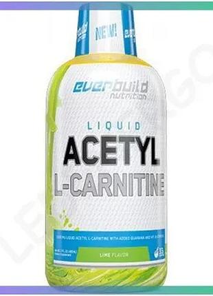 Рідкий ацетил l-карнітин everbuild nutrition acetyl l-carnitine з гуараною 495 мл лайм для енергії та sku_fitsh_cn16859-1