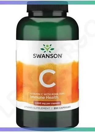Витамины swanson vitamin c 1000 мг с экстрактом шиповника 250 капсул для иммунной системы антиоксидант sku_fitsh_cn6663