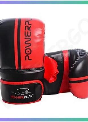 Боксерські рукавички power play 3025 чорні червоні s для тренувань на снарядах рукавиці для боксу sku_fitsh_cn9448-1